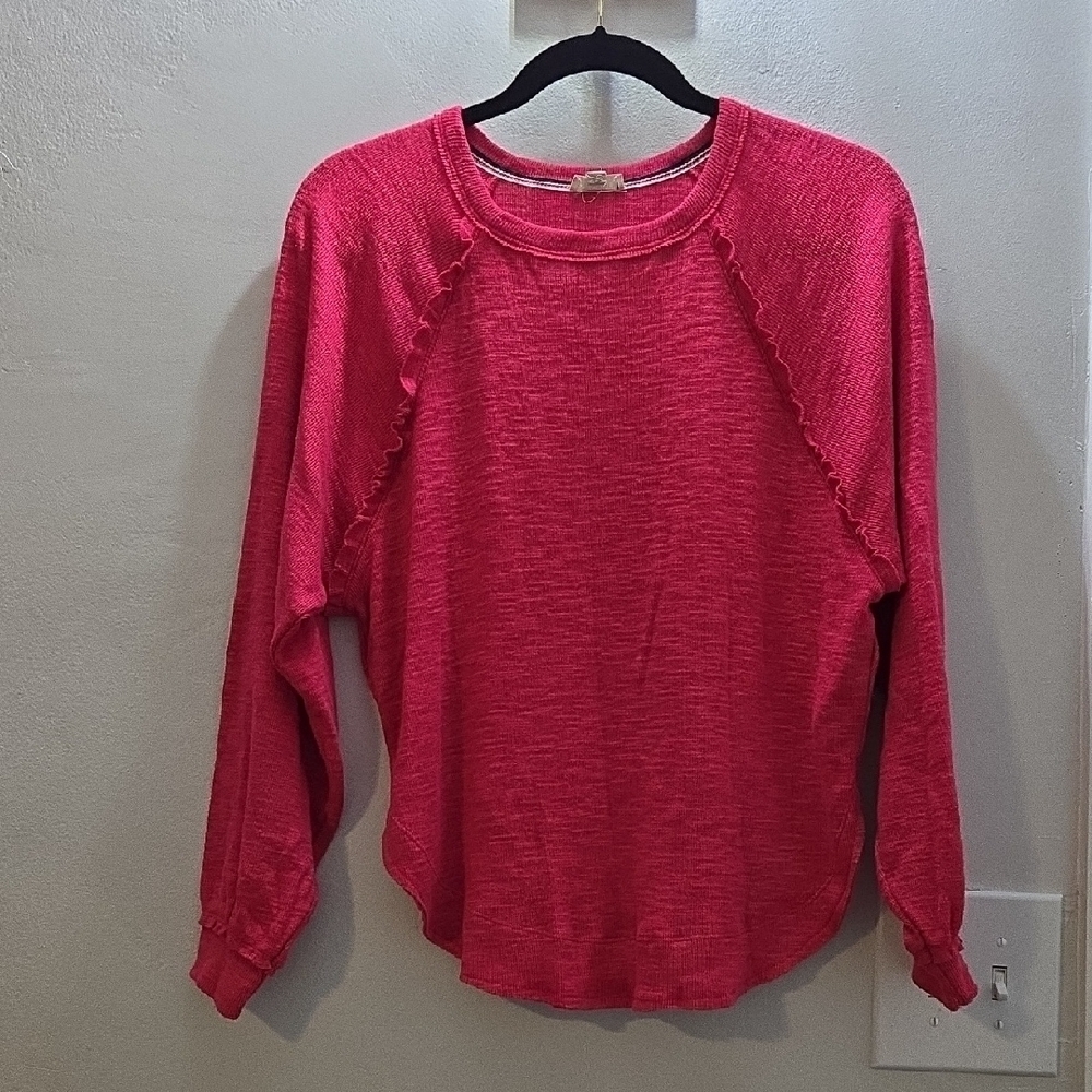 Pilcro Ruffled Raglan Thermal Top Size XXS